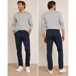 Faherty Brand Mens Movement 5-Pocket Pants‎ Navy Blue Organic Cotton Coolmax 35
